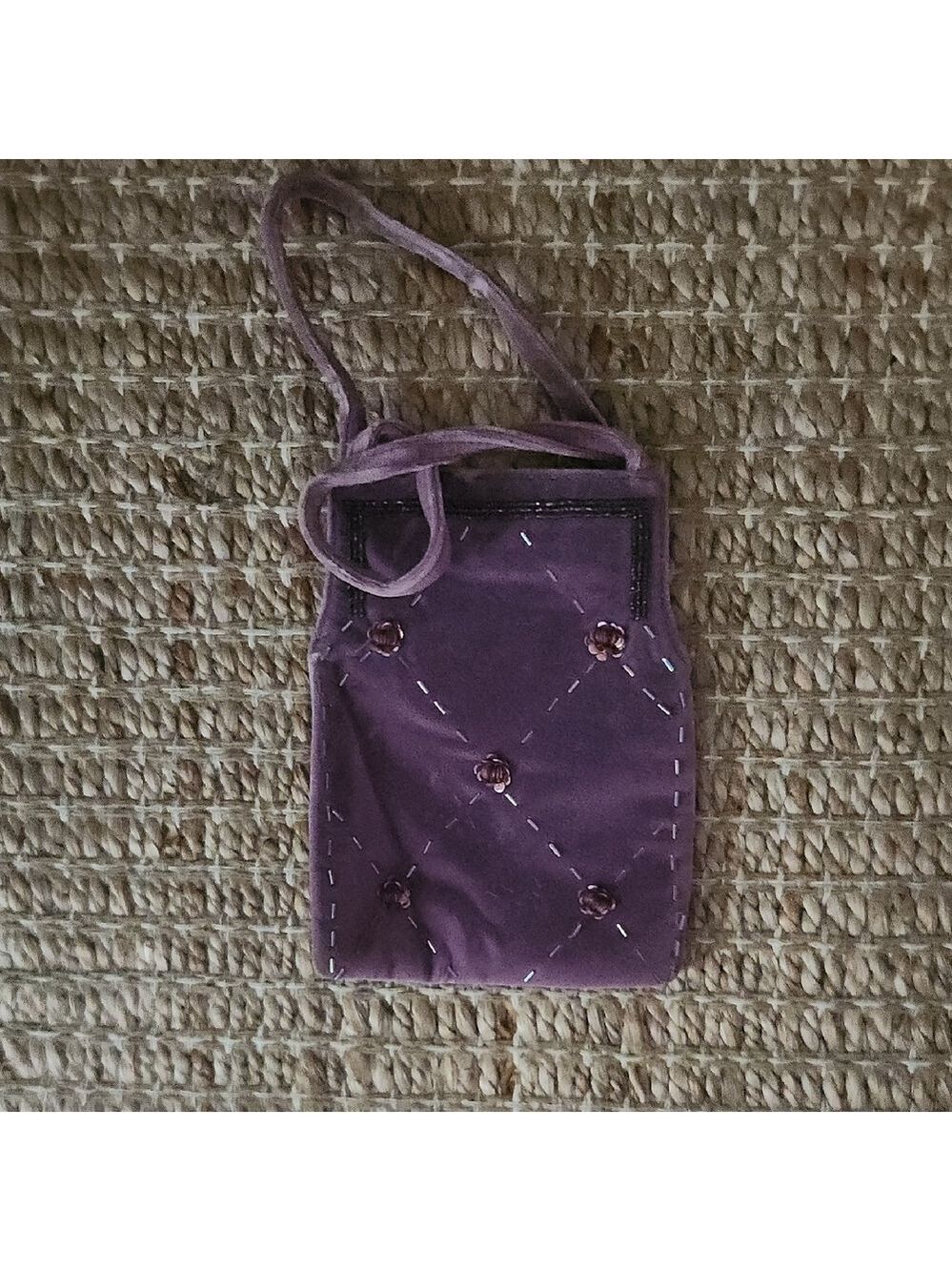 Express Lavender Quilted/sequined Velvet Dressy Magnet Closure Handbag Feminine